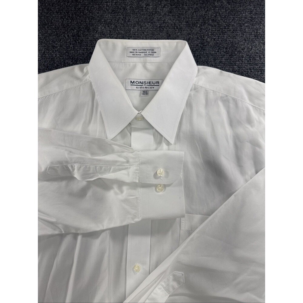 Monsieur Givenchy Mens 16.5 34-35 White Cotton Dress Shirt